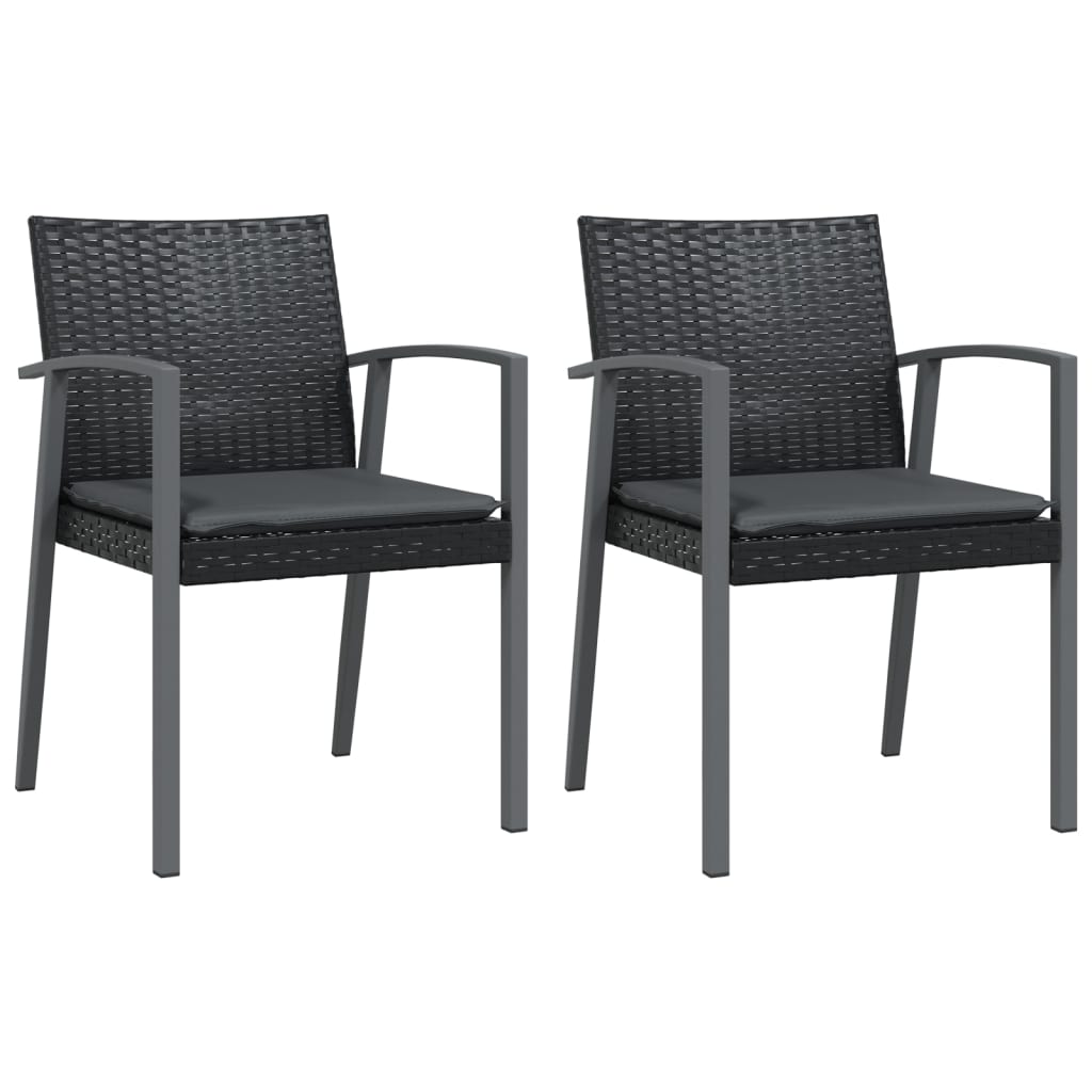 Ensemble à manger de jardin 3 pcs coussins résine tressée acier
