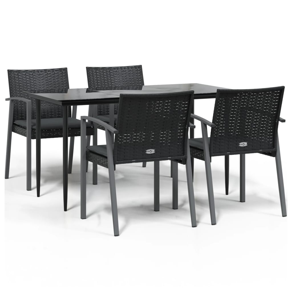 Ensemble à manger de jardin 5 pcs coussins résine tressée acier