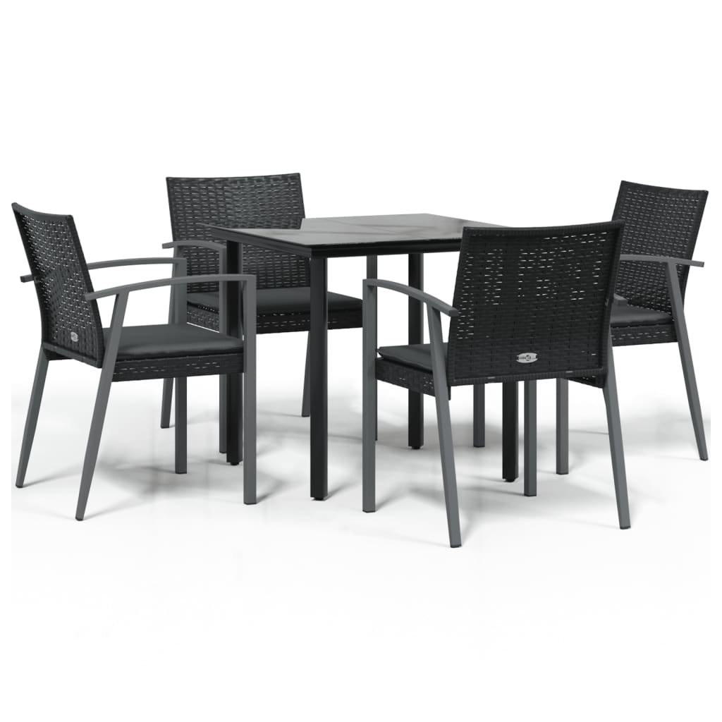 Ensemble à manger de jardin 5 pcs coussins résine tressée acier