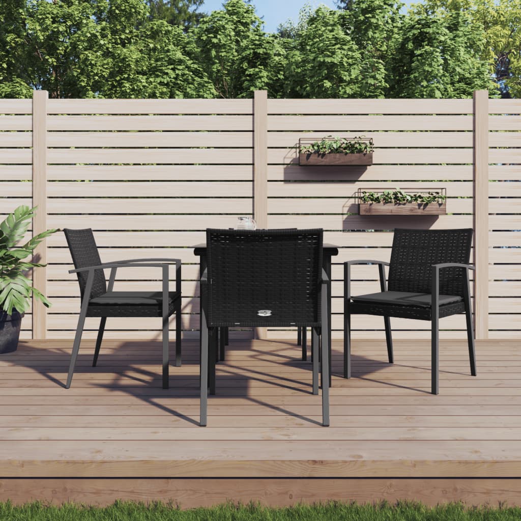 Ensemble à manger de jardin 5 pcs coussins résine tressée acier