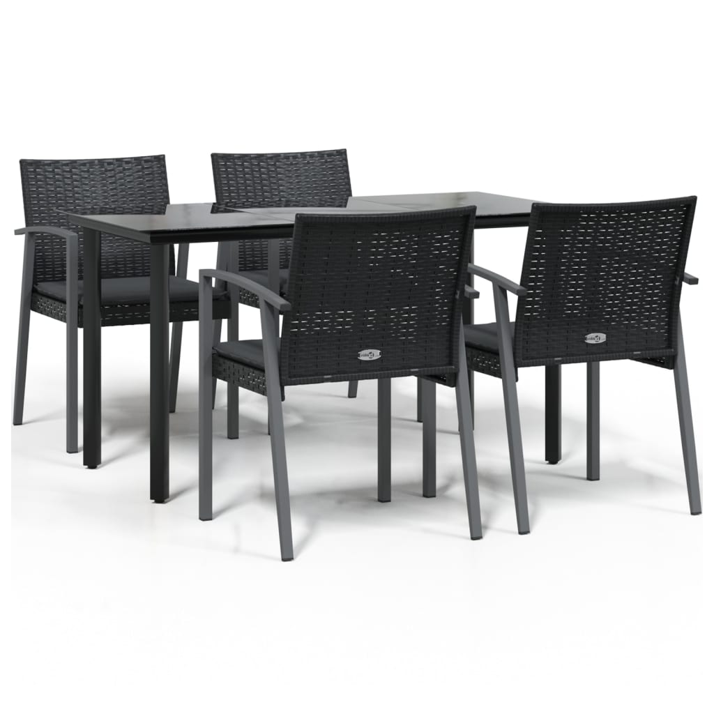 Ensemble à manger de jardin 5 pcs coussins résine tressée acier