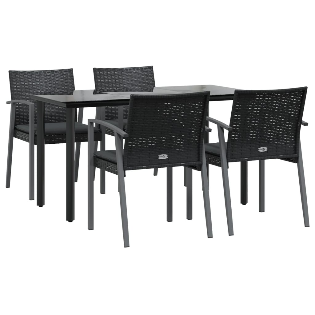 Ensemble à manger de jardin 5 pcs coussins résine tressée acier