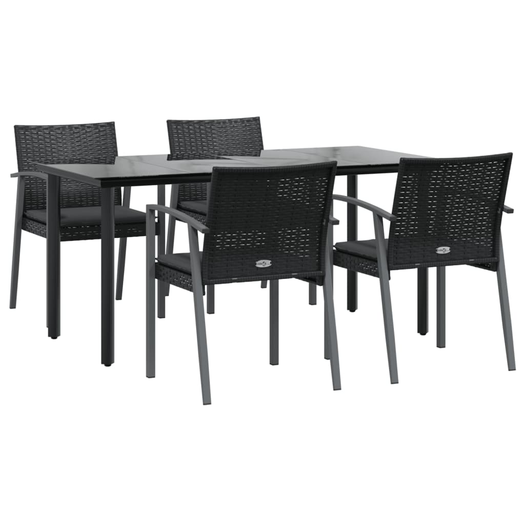 Ensemble à manger de jardin 5 pcs coussins résine tressée acier
