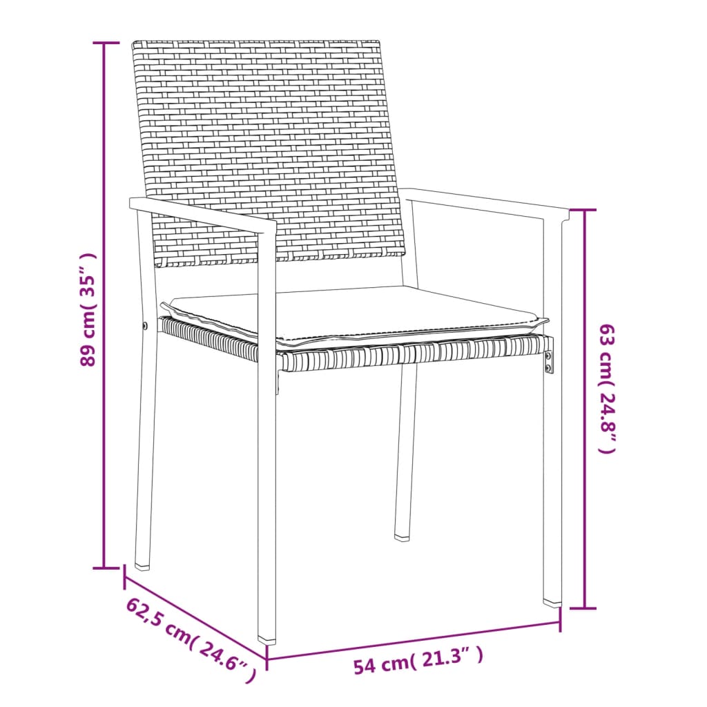 Ensemble à manger de jardin 5 pcs coussins résine tressée acier