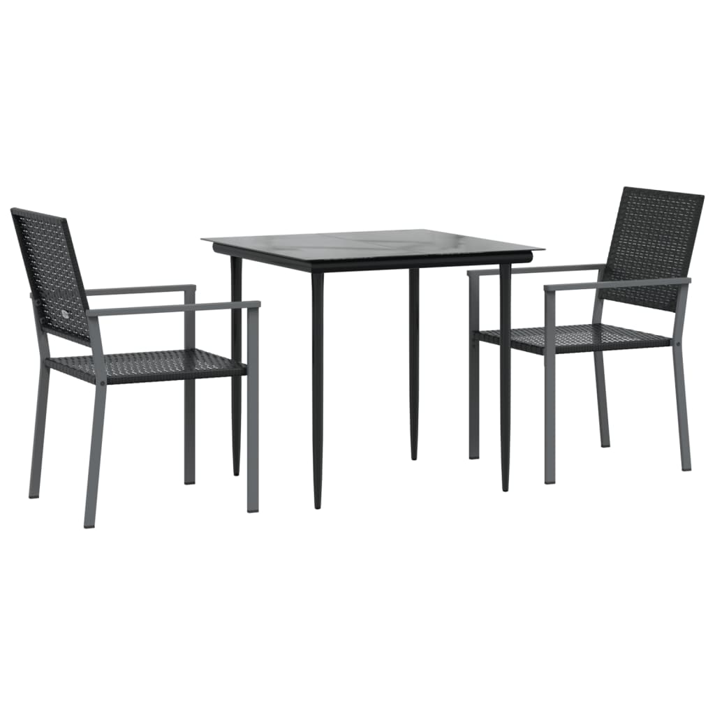 Ensemble à manger de jardin 3 pcs résine tressée acier