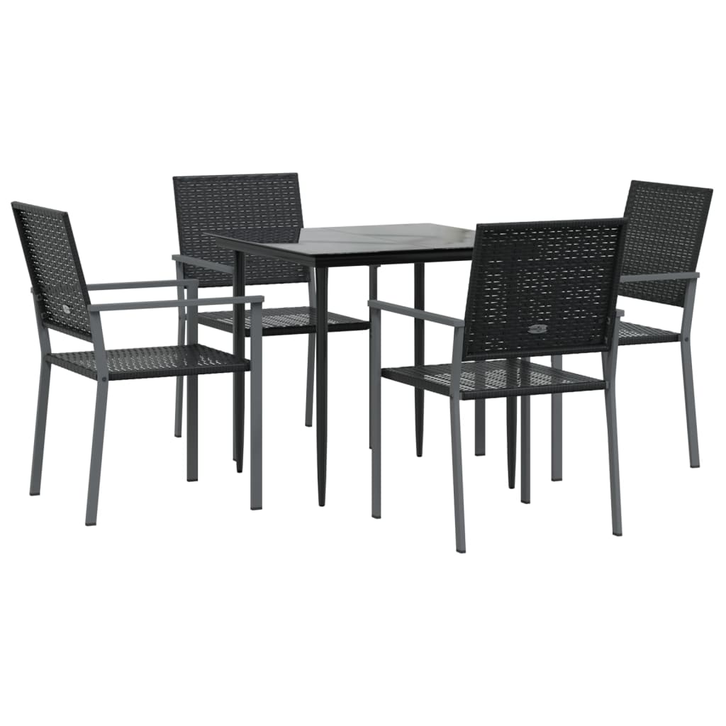 Ensemble à manger de jardin 5 pcs résine tressée acier