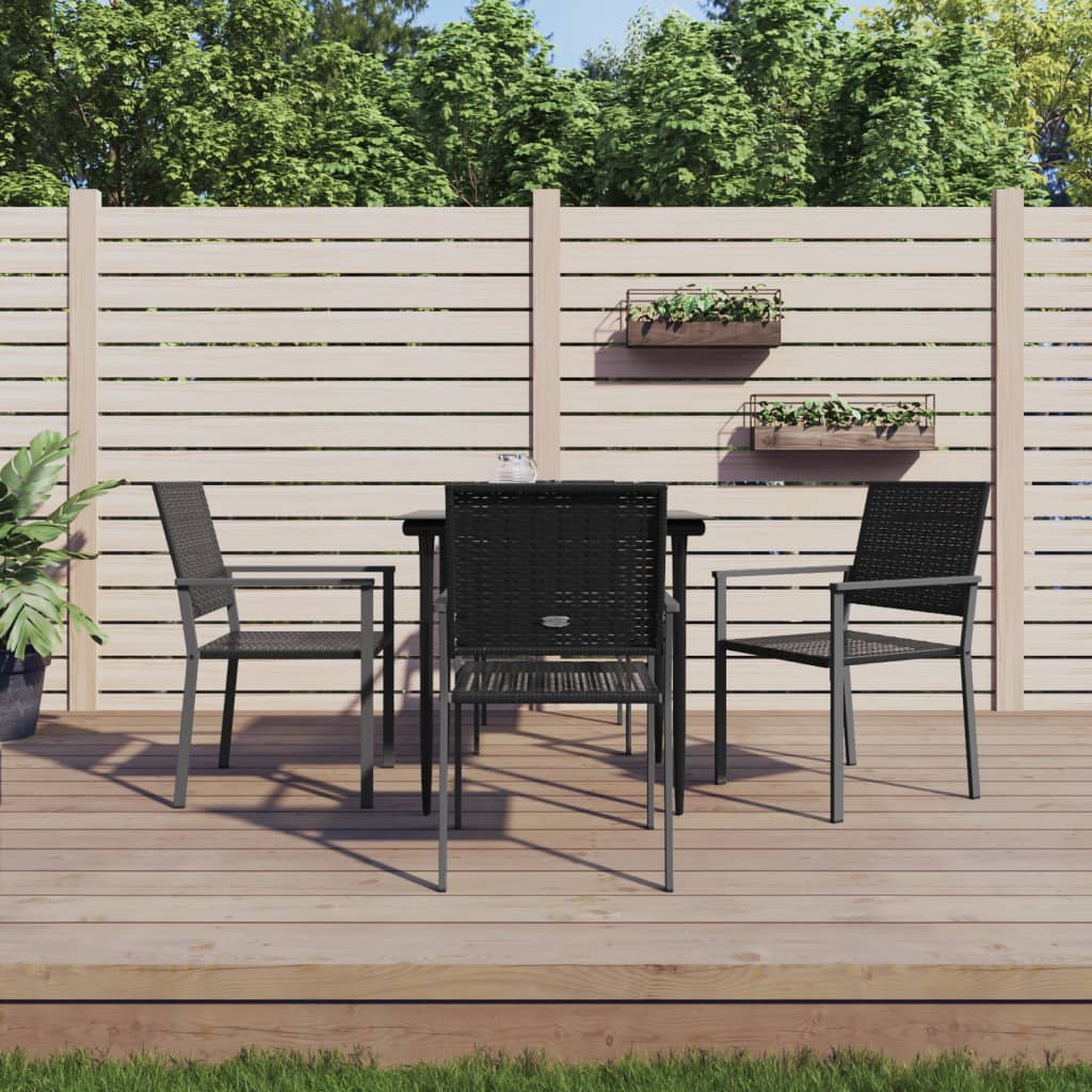 Ensemble à manger de jardin 5 pcs résine tressée acier