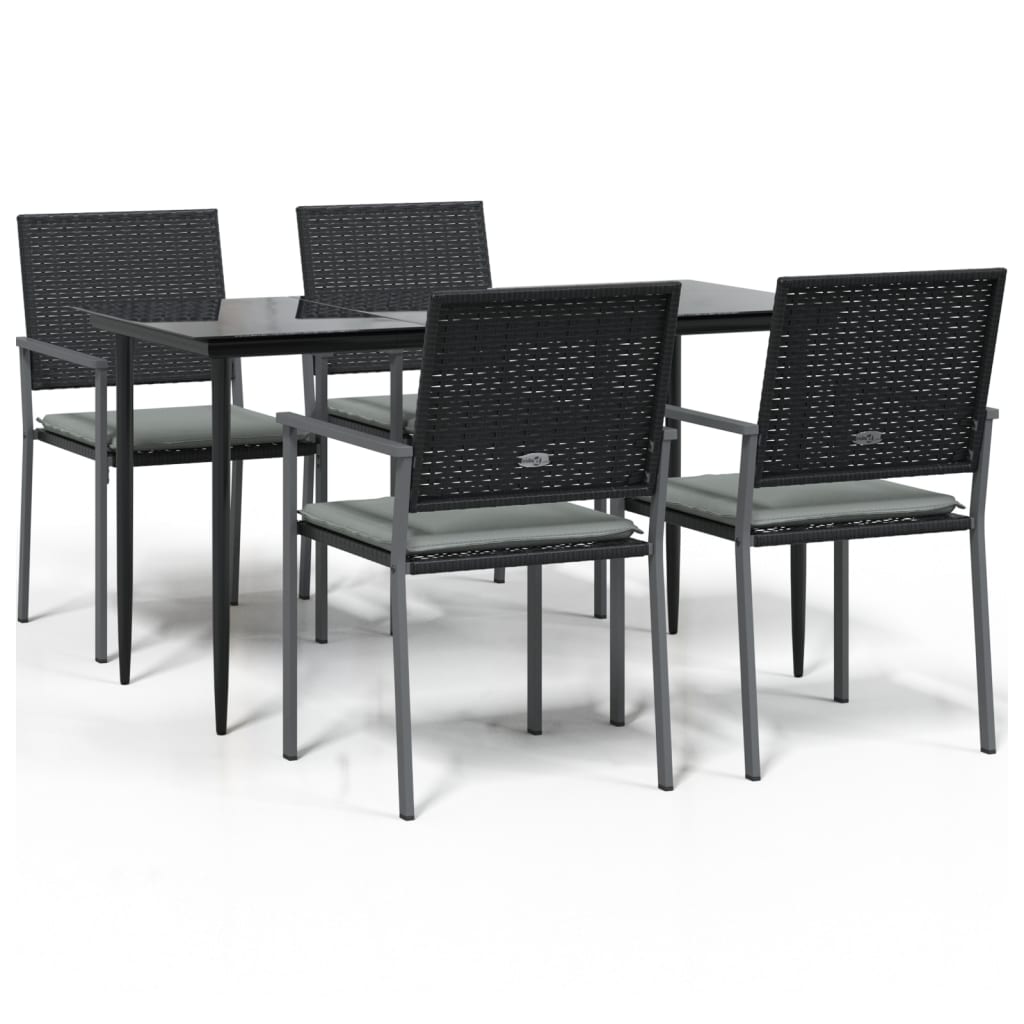 Ensemble à manger de jardin 5 pcs coussins résine tressée acier