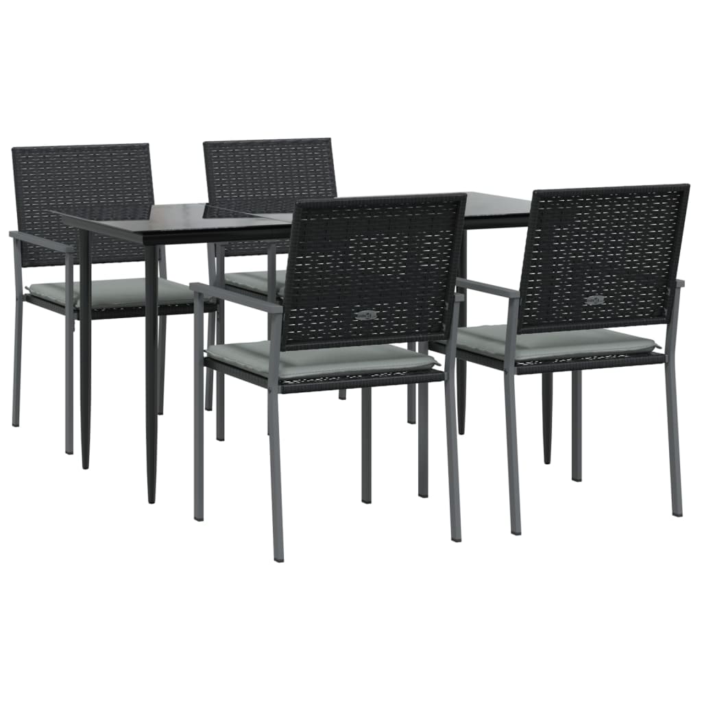 Ensemble à manger de jardin 5 pcs coussins résine tressée acier