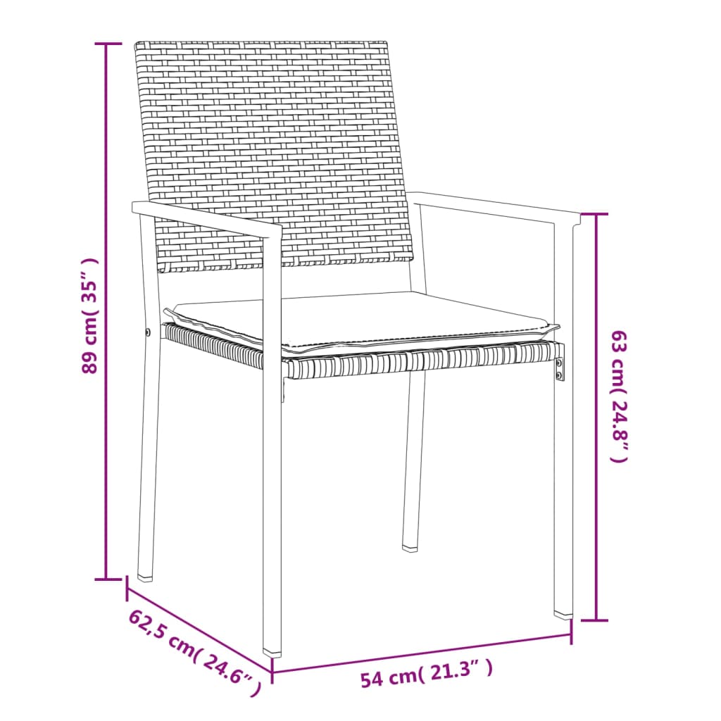 Ensemble à manger de jardin 5 pcs coussins résine tressée acier