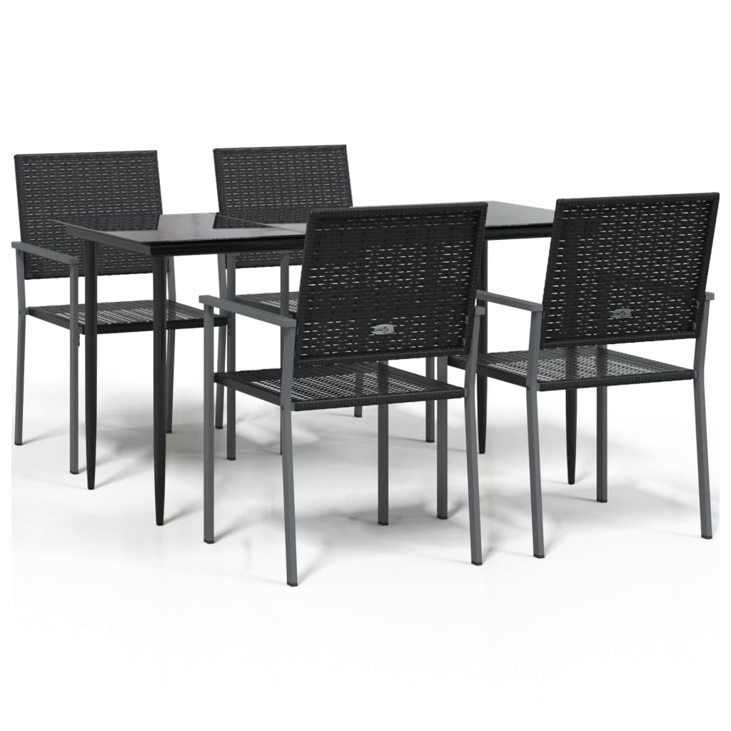Ensemble à manger de jardin 5 pcs résine tressée acier