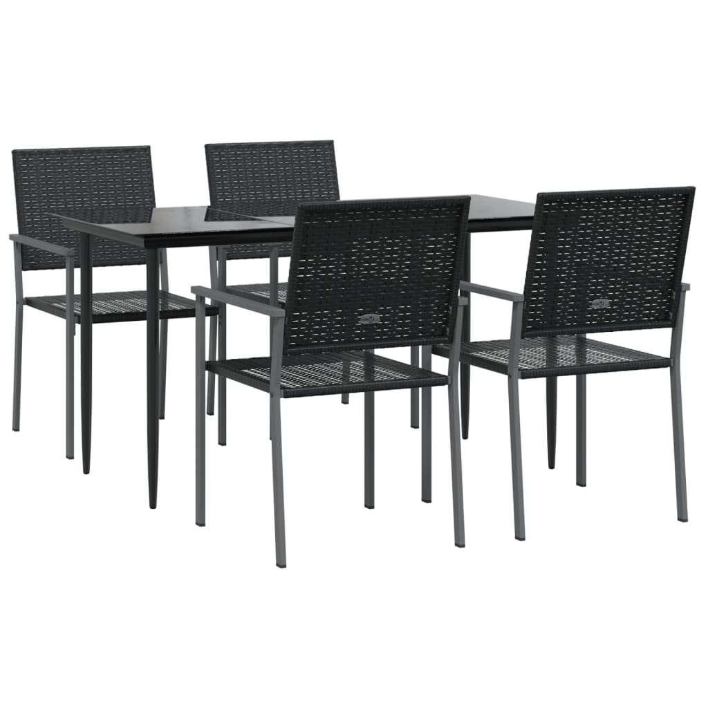 Ensemble à manger de jardin 5 pcs résine tressée acier