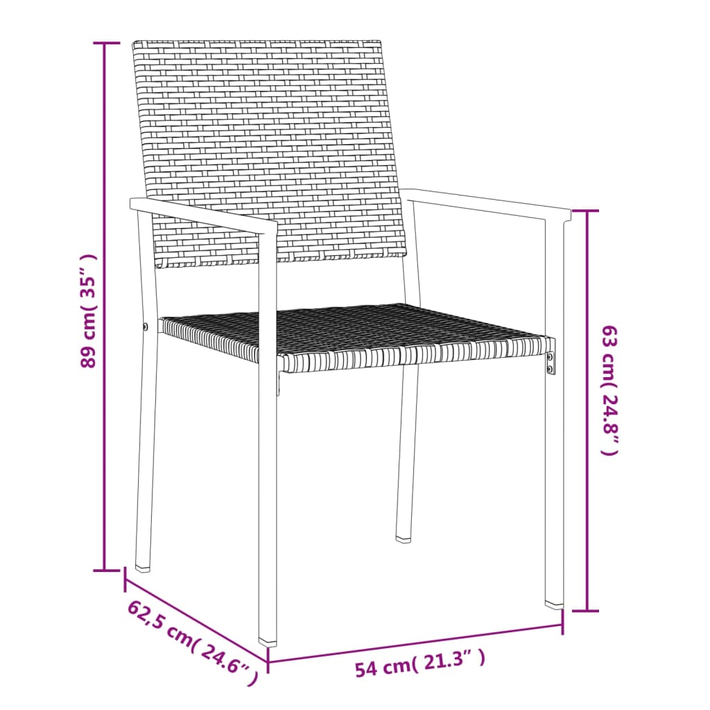 Ensemble à manger de jardin 7 pcs résine tressée acier