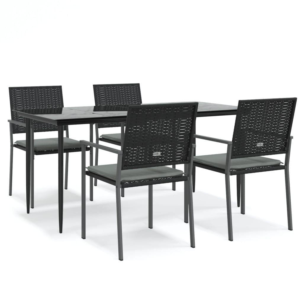Ensemble à manger de jardin 5 pcs coussins résine tressée acier