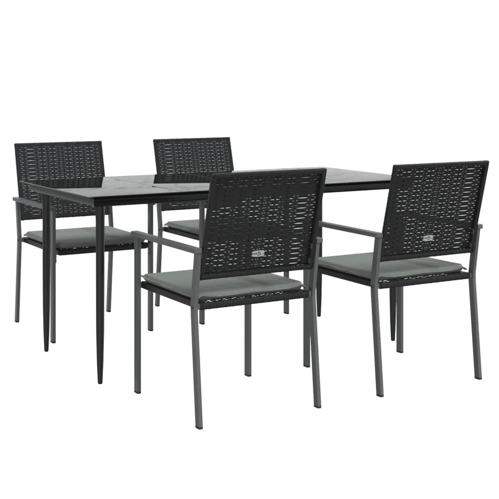 Ensemble à manger de jardin 5 pcs coussins résine tressée acier