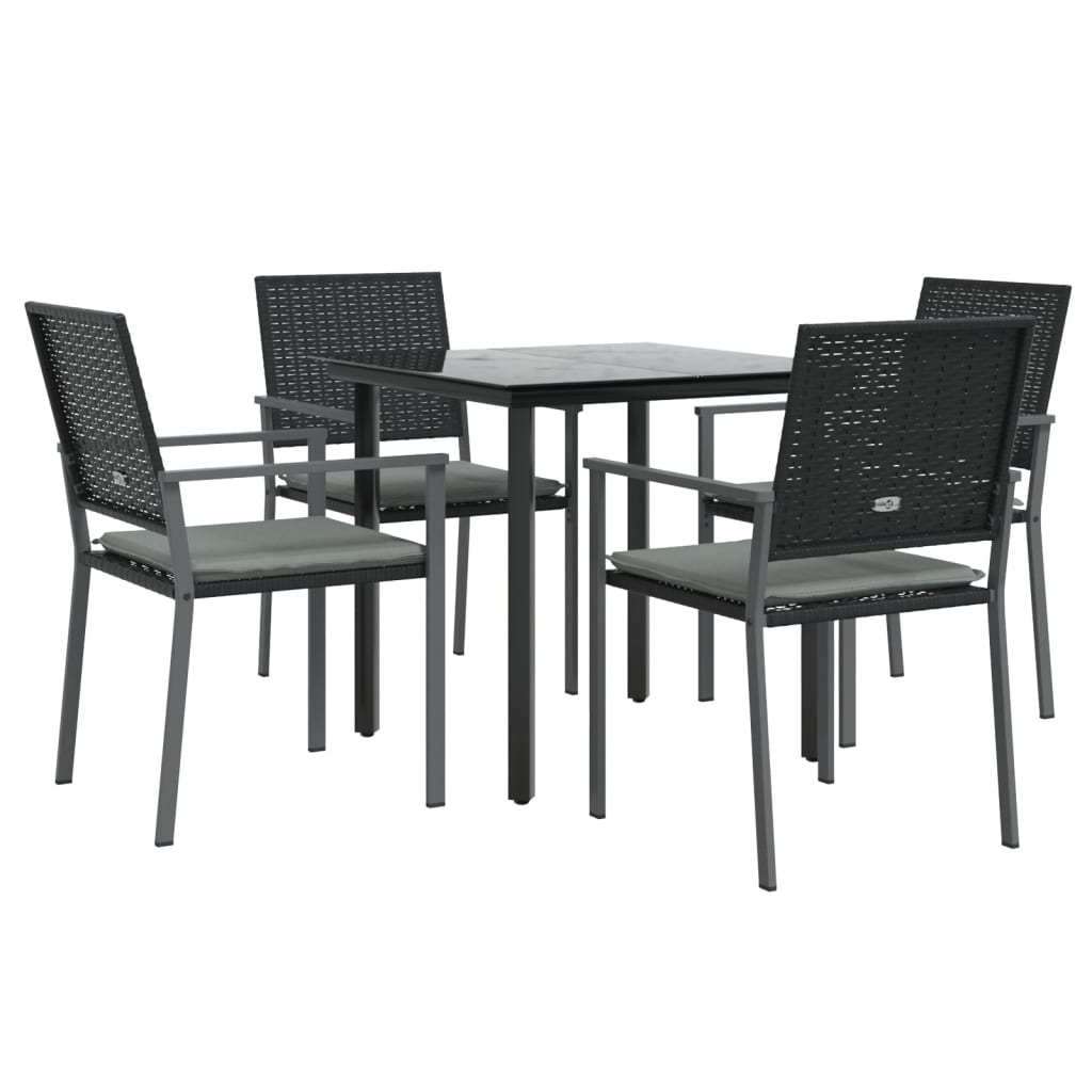 Ensemble à manger de jardin 5 pcs coussins résine tressée acier