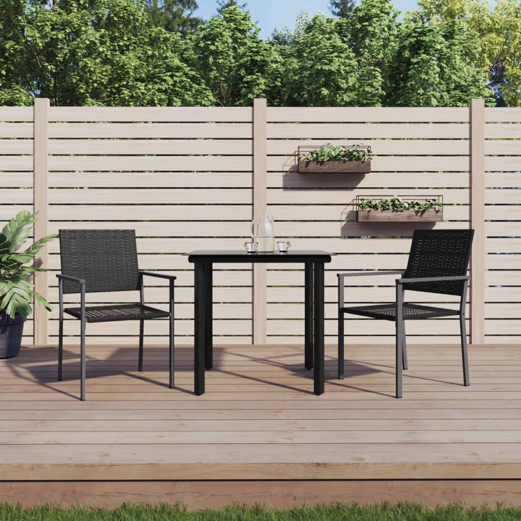 Ensemble à manger de jardin 3 pcs résine tressée acier