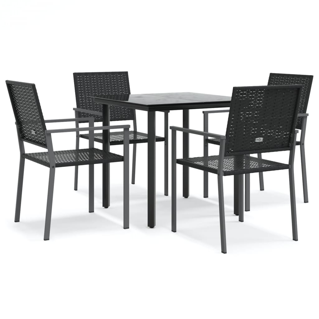 Ensemble à manger de jardin 5 pcs résine tressée acier