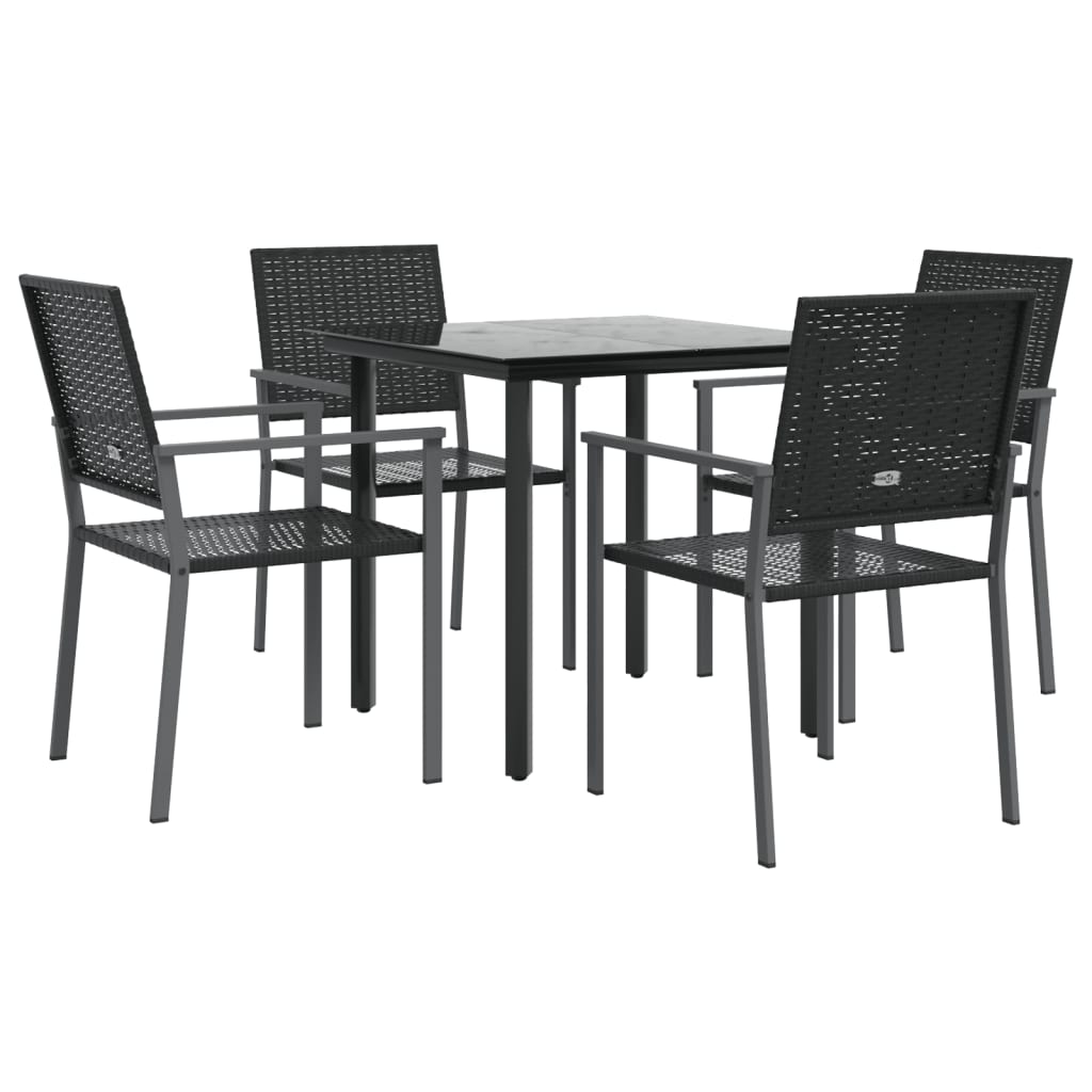 Ensemble à manger de jardin 5 pcs résine tressée acier