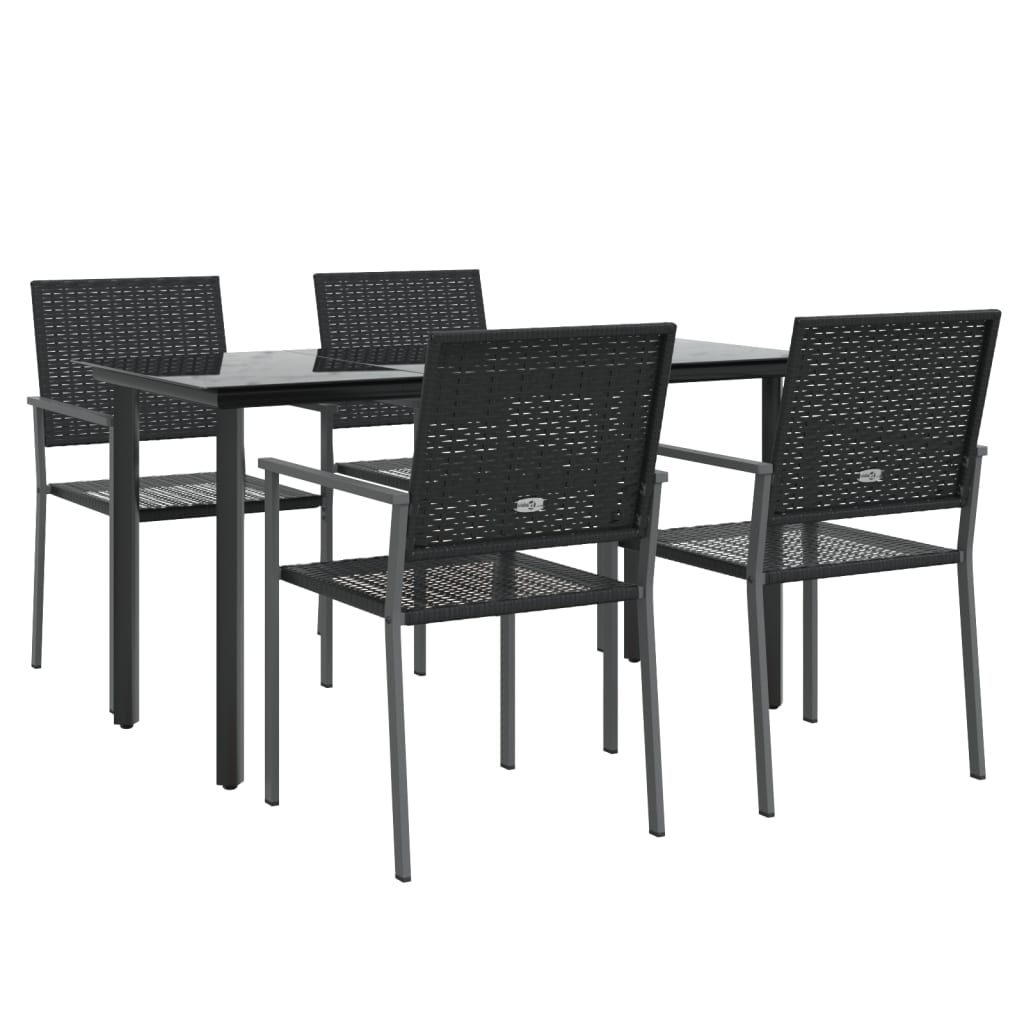 Ensemble à manger de jardin 5 pcs résine tressée acier