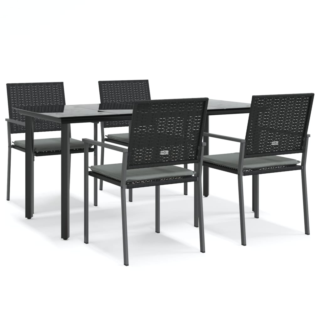 Ensemble à manger de jardin 5 pcs coussins résine tressée acier