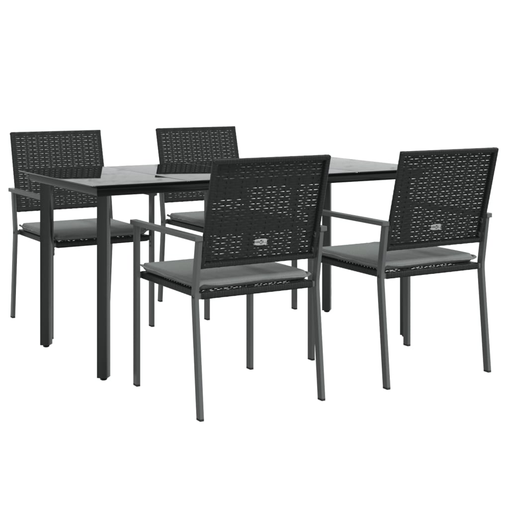 Ensemble à manger de jardin 5 pcs coussins résine tressée acier