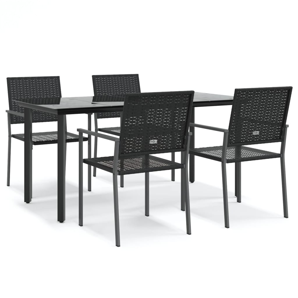 Ensemble à manger de jardin 5 pcs résine tressée acier