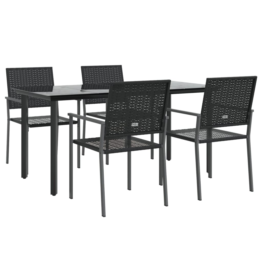 Ensemble à manger de jardin 5 pcs résine tressée acier