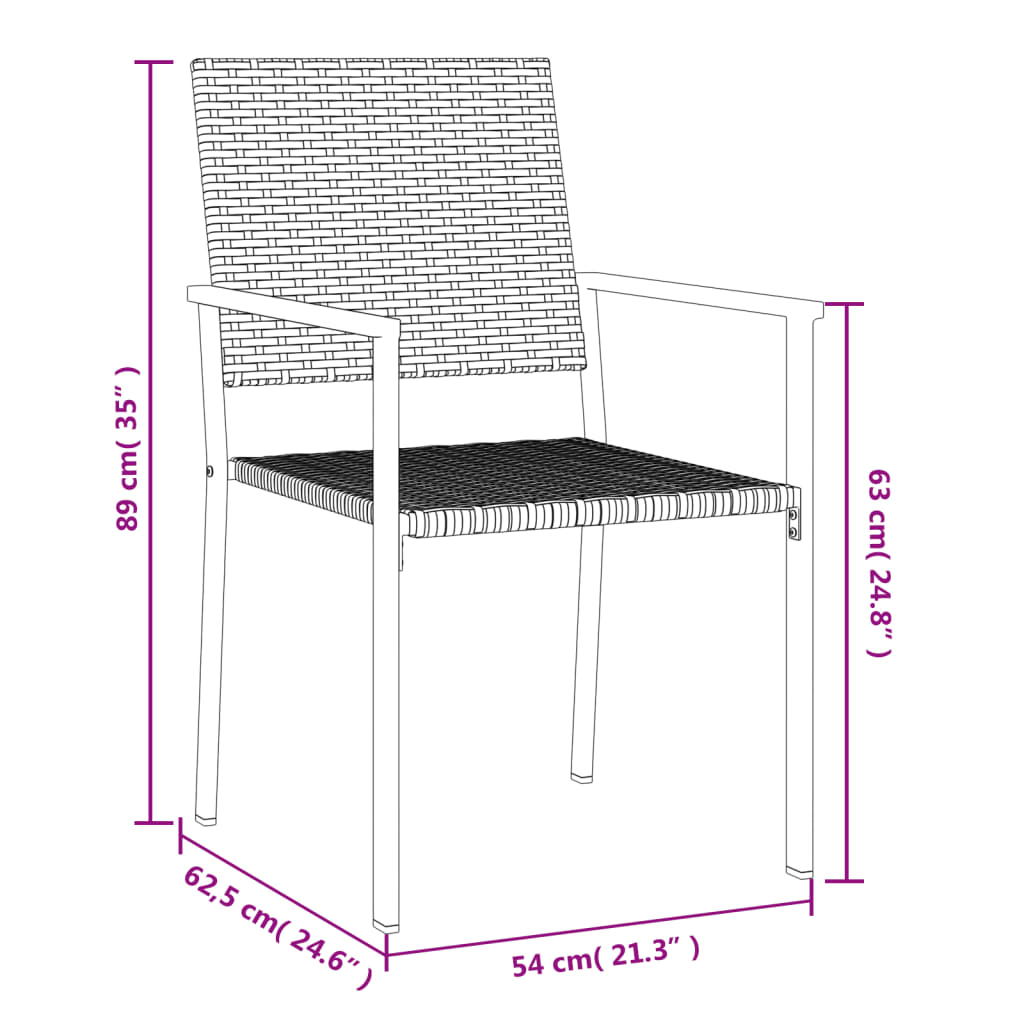 Ensemble à manger de jardin 7 pcs résine tressée acier