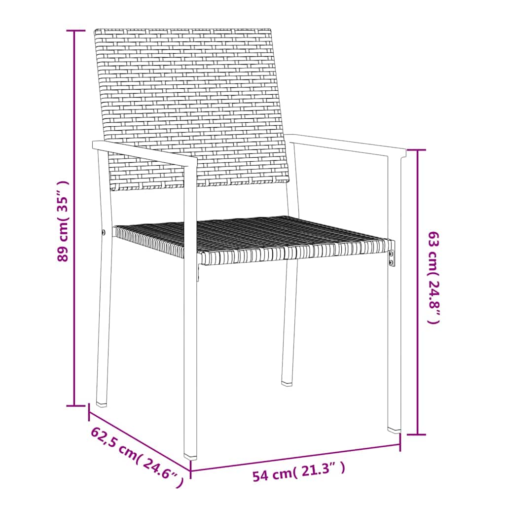 Ensemble à manger de jardin 9 pcs résine tressée acier