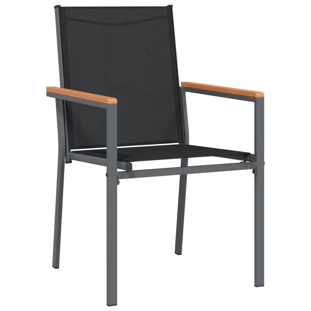 Ensemble à manger de jardin 3 pcs noir textilène et acier