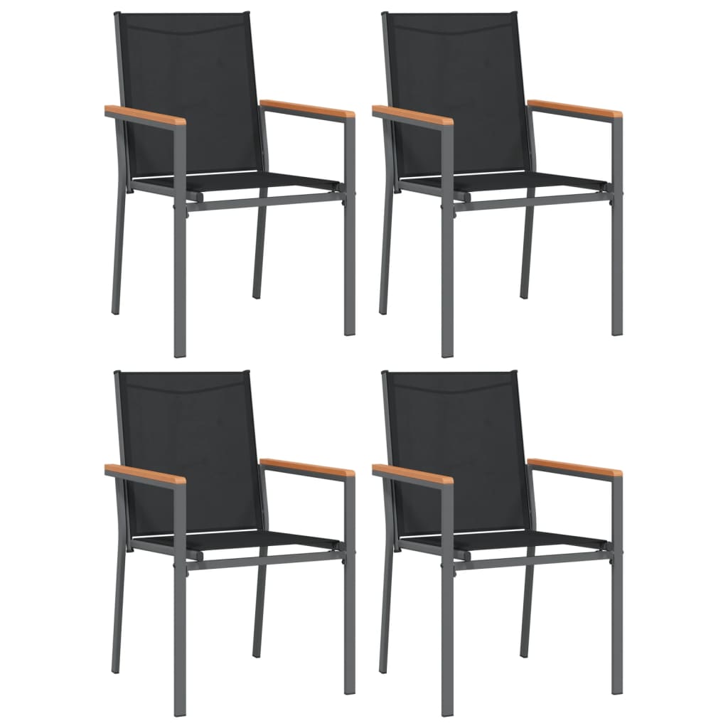 Ensemble à manger de jardin 5 pcs noir textilène et acier