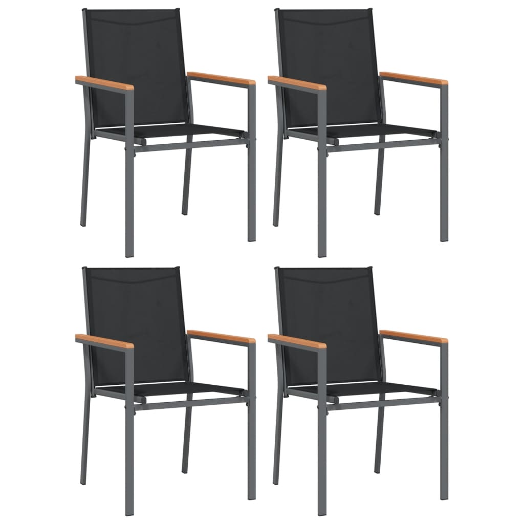 Ensemble à manger de jardin 5 pcs noir textilène et acier