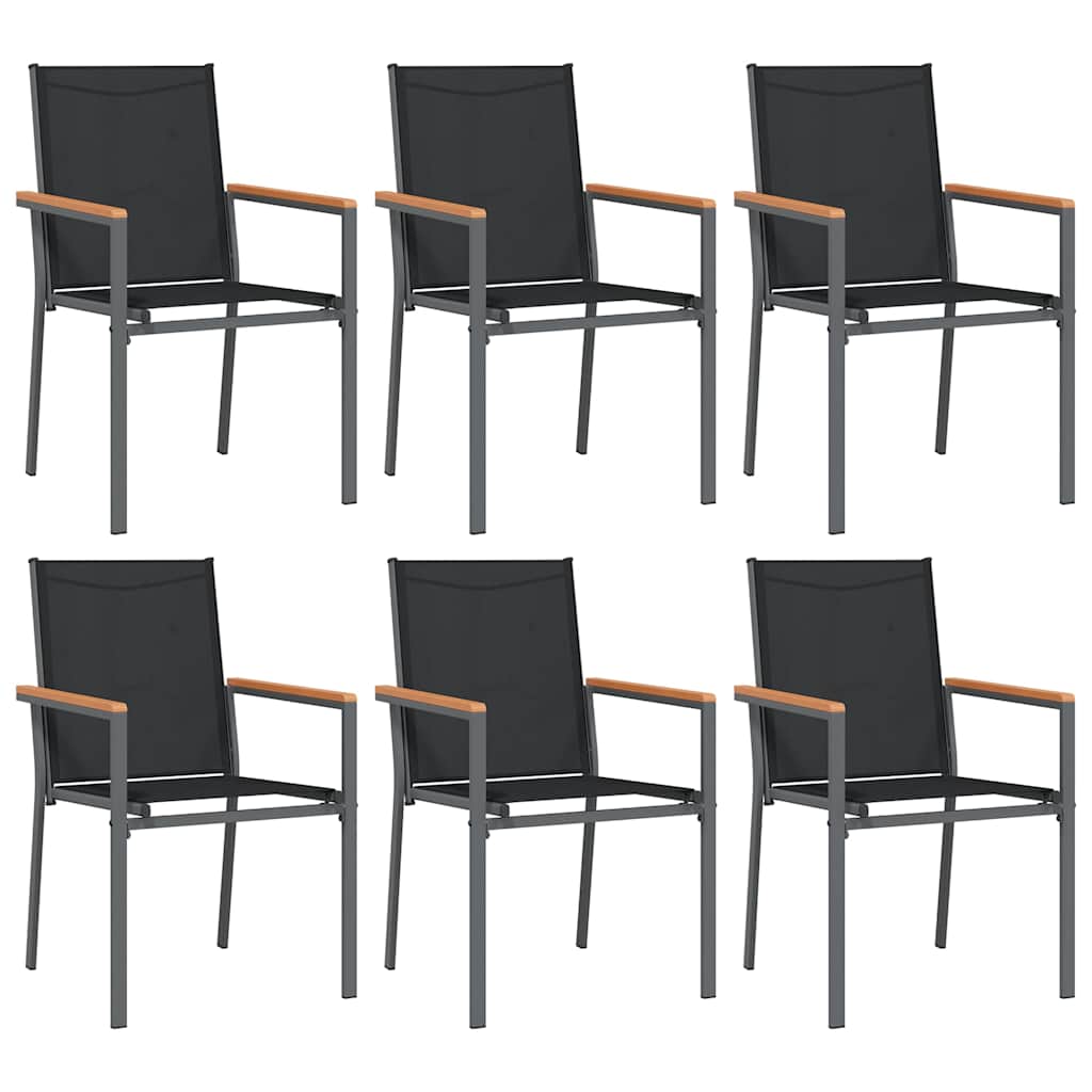 Ensemble à manger de jardin 7 pcs noir textilène et acier