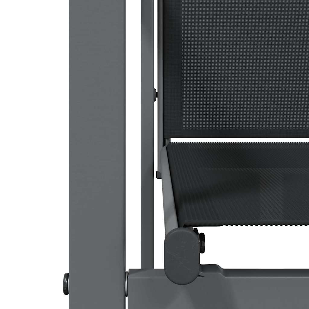 Ensemble à manger de jardin 7 pcs noir textilène et acier