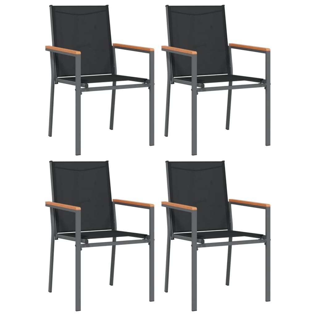 Ensemble à manger de jardin 5 pcs noir textilène et acier