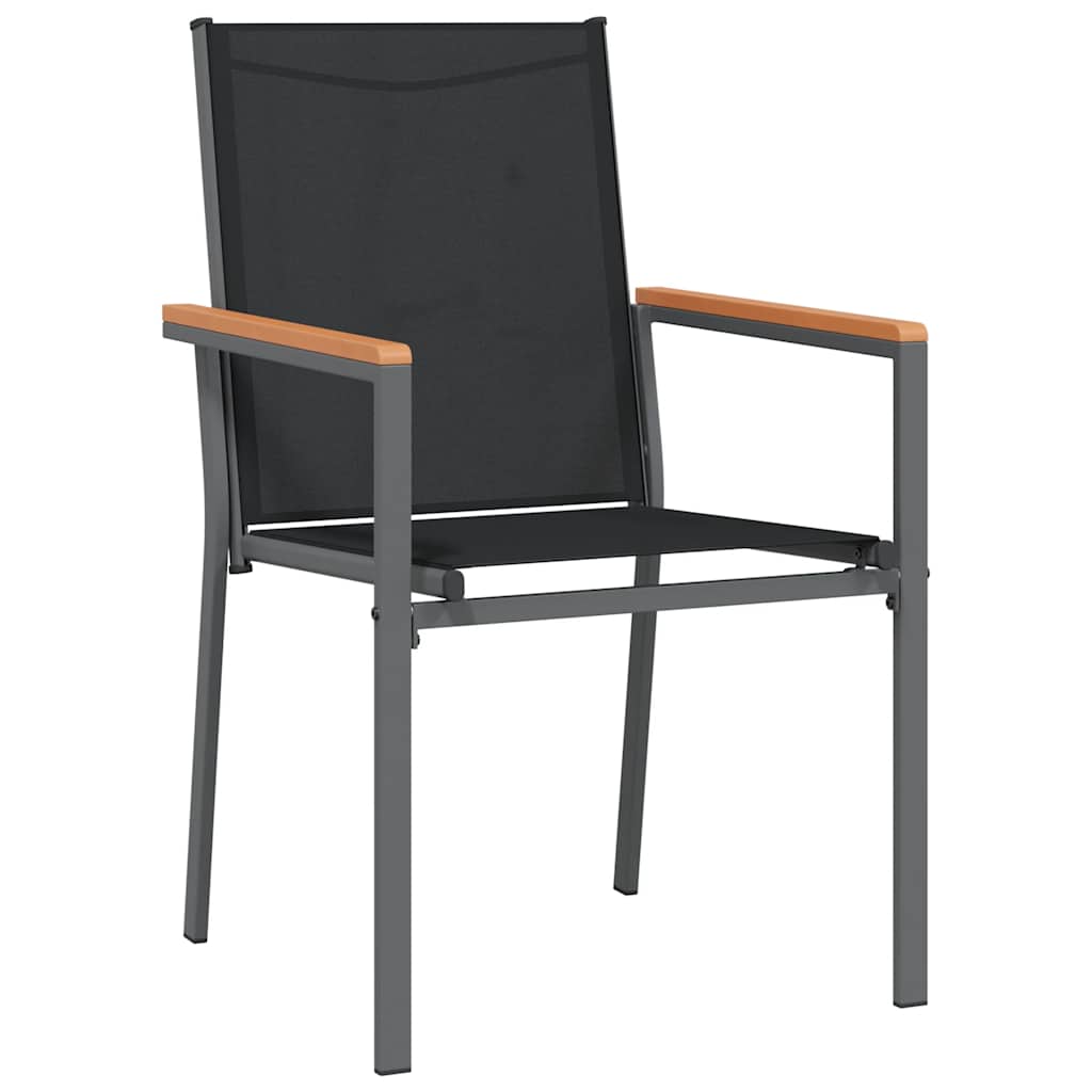 Ensemble à manger de jardin 7 pcs noir textilène et acier