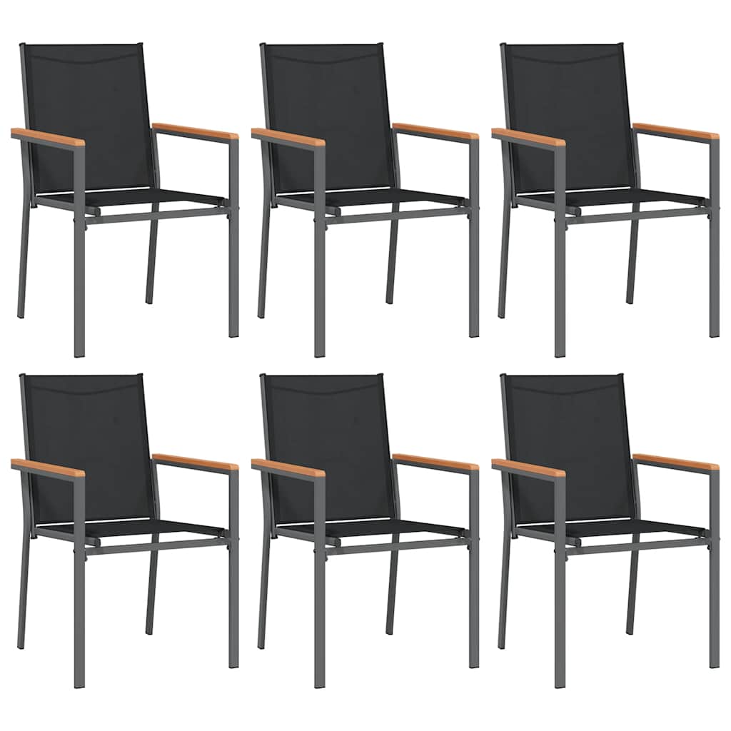 Ensemble à manger de jardin 7 pcs noir textilène et acier