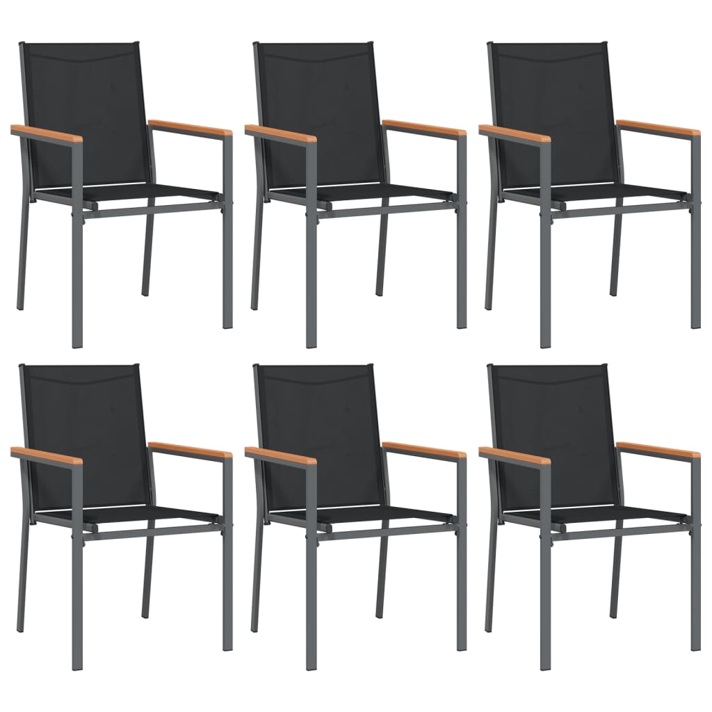 Ensemble à manger de jardin 7 pcs noir textilène et acier