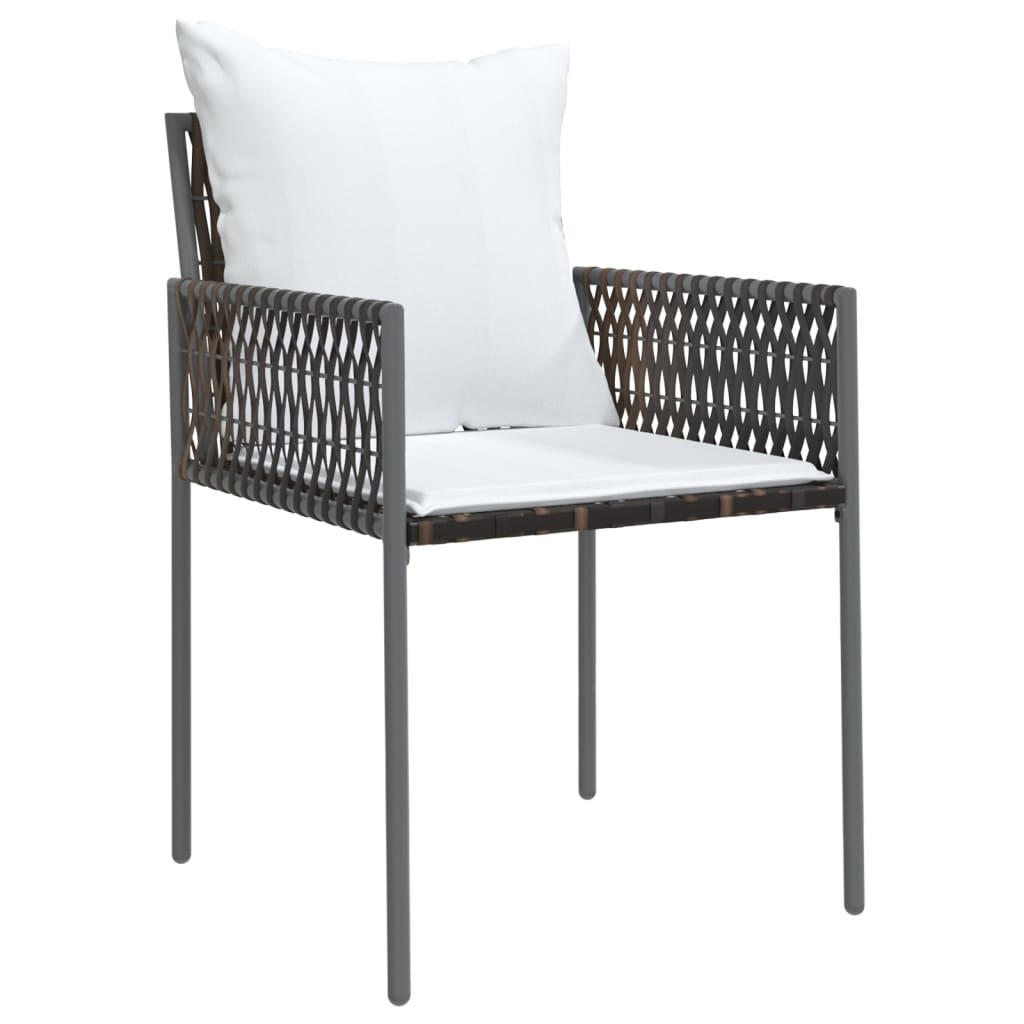 Ensemble à manger de jardin 3 pcs coussins résine tressée acier