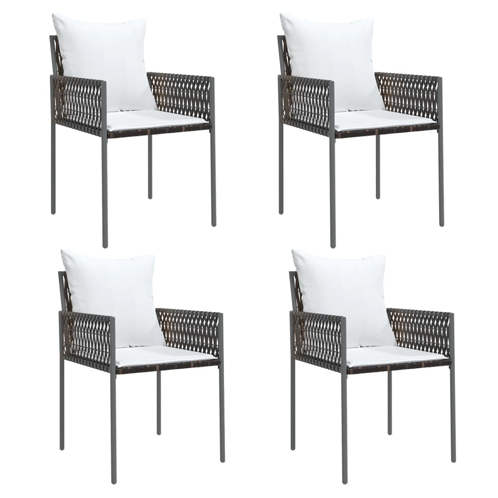 Ensemble à manger de jardin 5 pcs coussins résine tressée acier