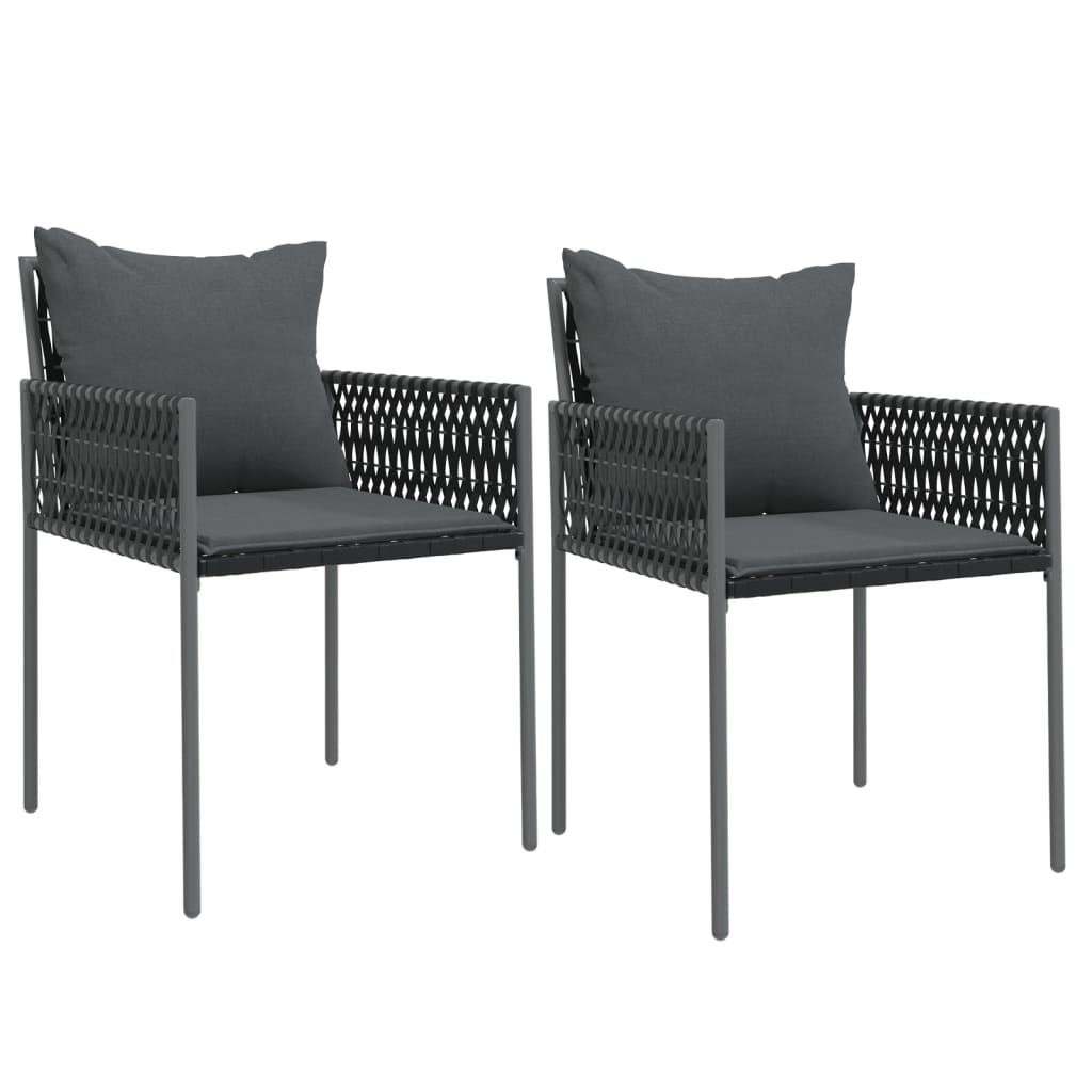 Ensemble à manger de jardin 3 pcs coussins résine tressée acier