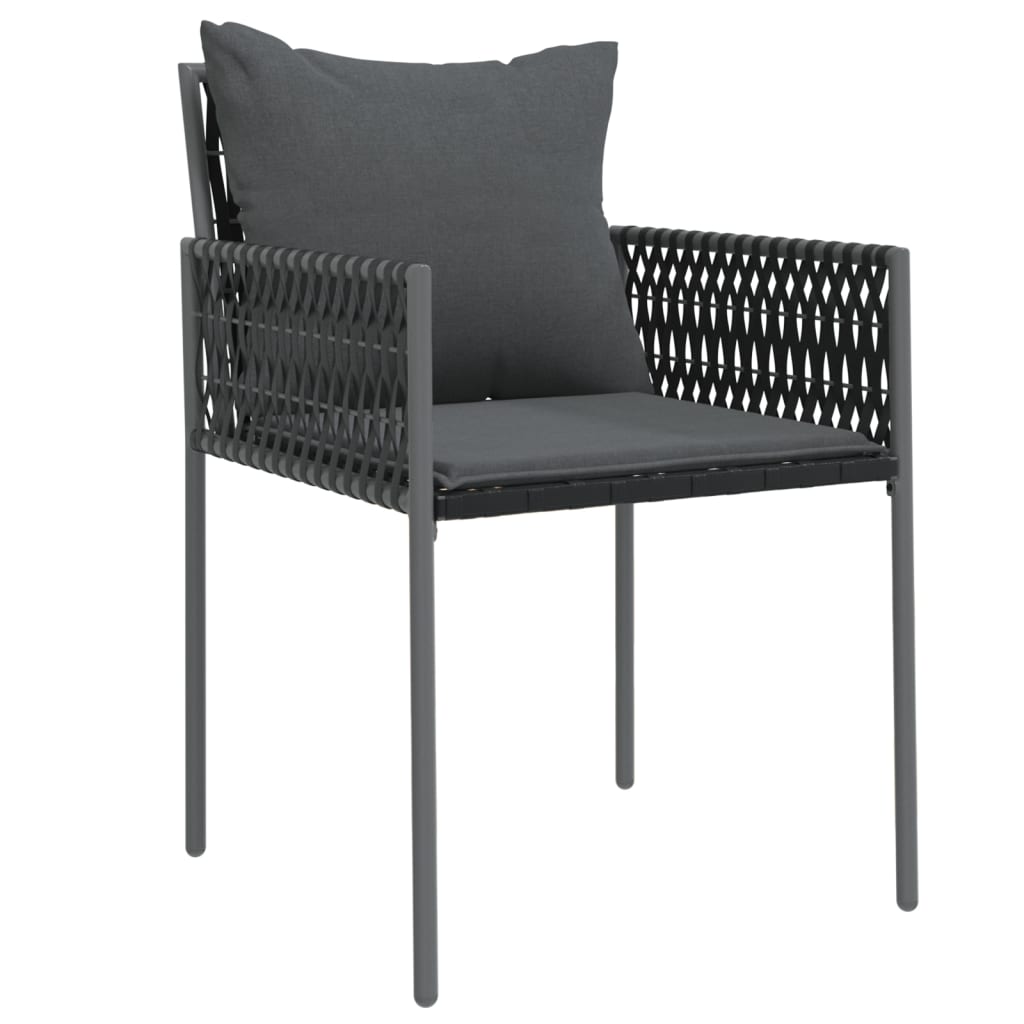 Ensemble à manger de jardin 3 pcs coussins résine tressée acier