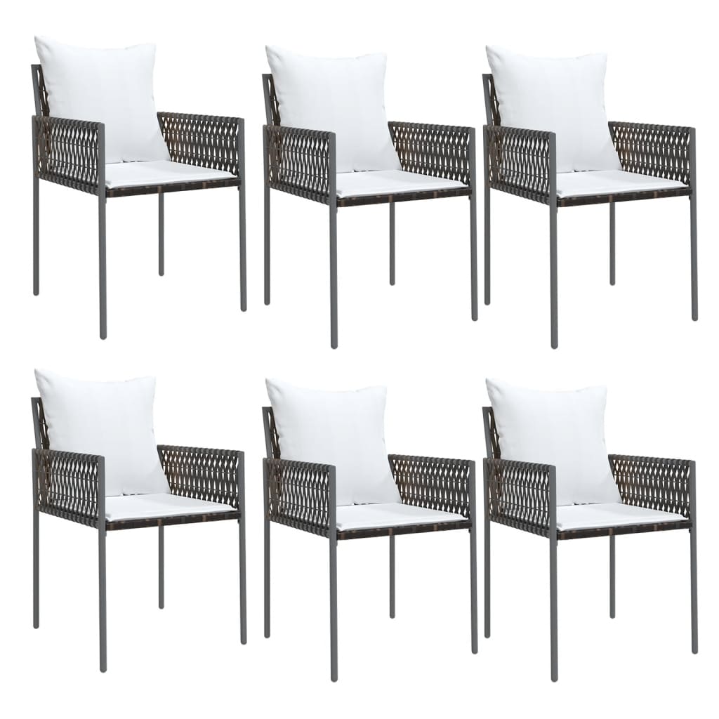 Ensemble à manger de jardin 7 pcs coussins résine tressée acier