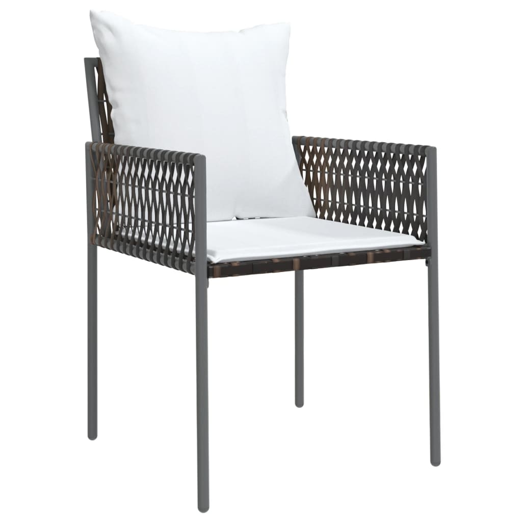 Ensemble à manger de jardin 7 pcs coussins résine tressée acier