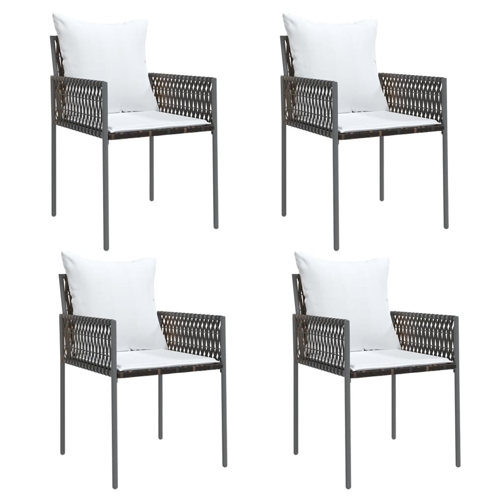 Ensemble à manger de jardin 5 pcs coussins résine tressée acier