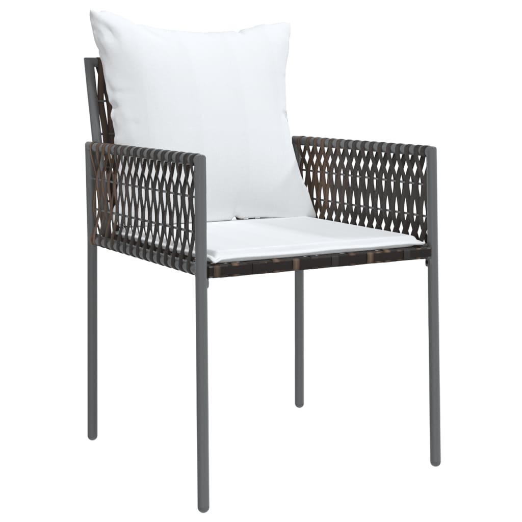 Ensemble à manger de jardin 7 pcs coussins résine tressée acier
