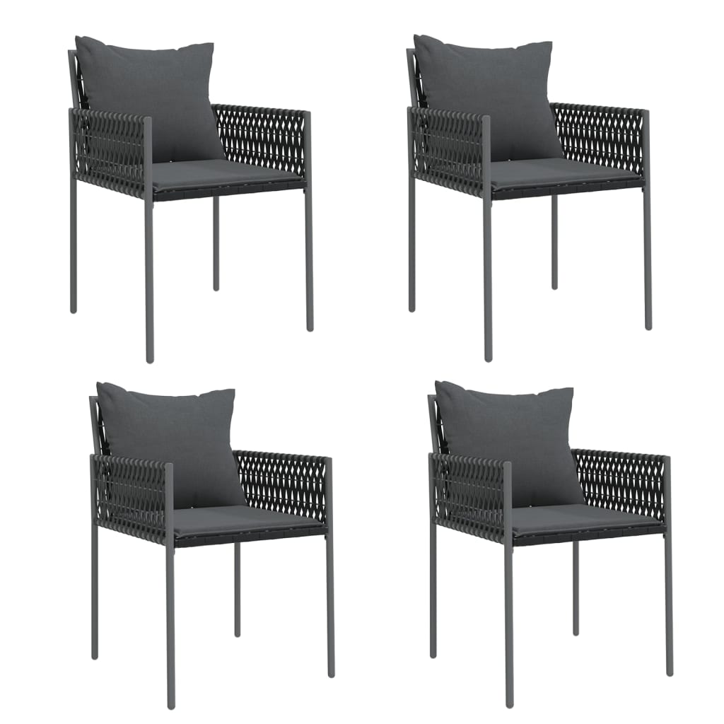 Ensemble à manger de jardin 5 pcs coussins résine tressée acier