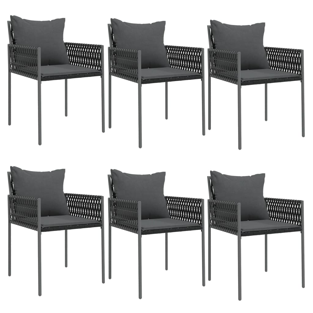 Ensemble à manger de jardin 7 pcs coussins résine tressée acier