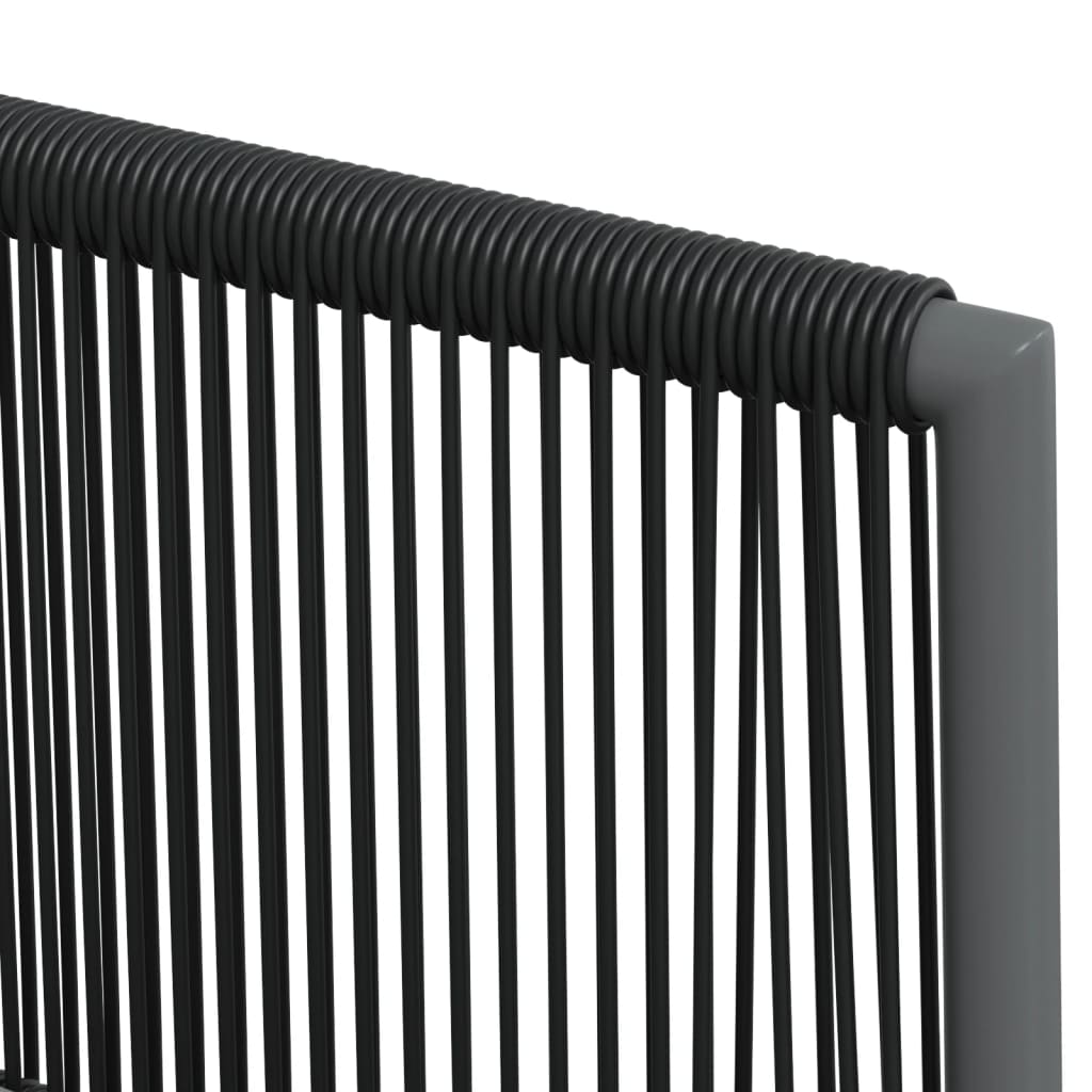 Ensemble à manger de jardin coussins 3 pcs noir rotin et acier